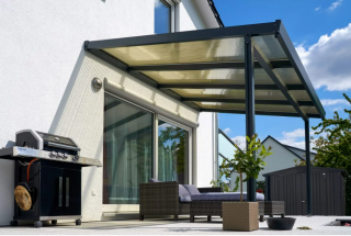 Hliníková pergola Terrassendach Premium - bronzový polykarbonát / antracitová konstrukce Varianta: Terrassendach Premium - bronzový polykarbonát /…