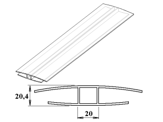 Marlon polykarbonátový spojovací H-profil 16 mm Varianta: polykarbonátový H-profil 16 mm 6m