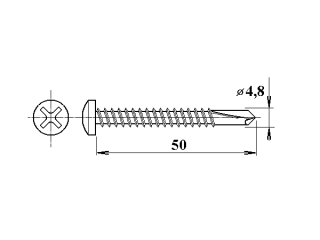 Marlon šroub do železa 4,8 x 50 mm půlkulatá hlava kříž Varianta: šroub do železa 4,8 x 50 mm půlkulatá hlava kříž