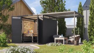 Zahradní domek KARIBU CALLISTO 2 + přístavek 2,25 m,  Antracit Varianta: plechový domek KARIBU CALLISTO 2 (98016) antracit LG4070