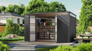 Zahradní domek KARIBU CALLISTO 3, Šedý Varianta: plechový domek KARIBU CALLISTO 3 (98013) šedý LG4071