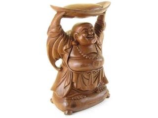 Budai dřevěný ruce nad hlavou 31 cm (Originální kousek z Indonézie)