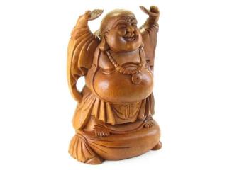 Budai dřevěný ruce nad hlavou 40 cm (Originální kousek z Indonézie)