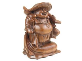 Budai dřevěný s kloboukem 30 cm (Originální kousek z Indonézie)