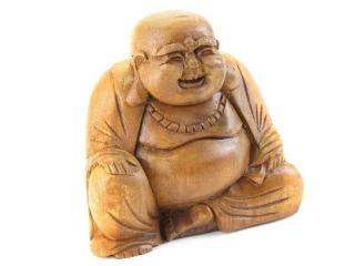 Budai sedící ze dřeva 10 cm (Originální kousek z Indonézie)