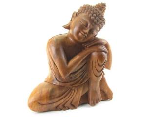 Buddha odpočívající ze dřeva 27 cm (Buddha relax dřevěný)