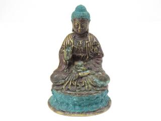 Buddha z kovu 14 cm (Nádherný Buddha bronze z Indonésie)