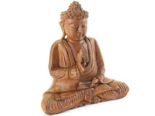 Buddha ze dřeva 21 cm (Meditující Buddha dřevěný z Indonésie)