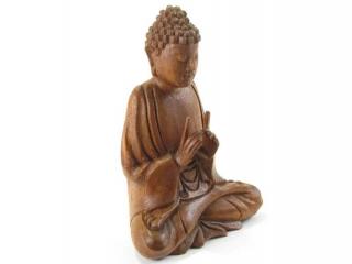 Buddha ze dřeva z Indonésie 15 cm (Meditující Buddha dřevěný)