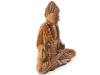 Buddha ze dřeva z Indonésie 20 cm (Meditující Buddha dřevěný)