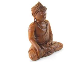 Buddha ze dřeva z Indonésie 21 cm (Meditující Buddha dřevěný)