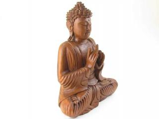 Buddha ze dřeva z Indonésie 34 cm (Meditující Buddha dřevěný)