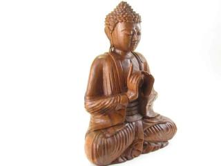 Buddha ze dřeva z Indonésie 42 cm (Meditující Buddha dřevěný)