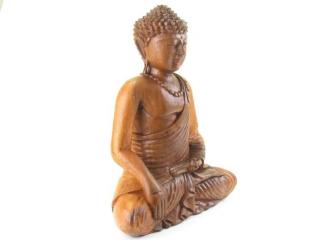 Buddha ze dřeva z Indonésie 43 cm (Meditující Buddha dřevěný)