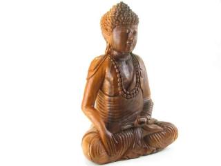 Buddha ze dřeva z Indonésie 50 cm (Meditující Buddha dřevěný)