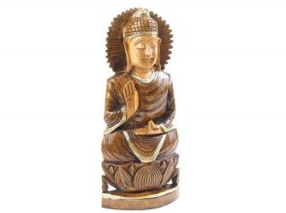 Dřevěná socha Buddhy 15 cm  (Buddha v meditačním posedu z Indie)