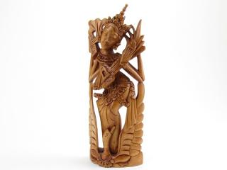 Dřevěná socha Sarasvatí - 30 cm (Nádherná Sarasvatí ze dřeva)