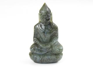 Socha Buddha z labradoritu 13 cm (Originální kousek z Indie)