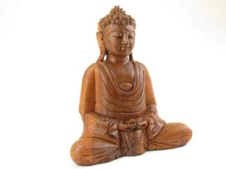 Socha Buddha ze dřeva 21 cm (Meditující Buddha z Indonézie )