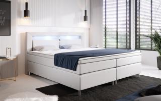 Boxspring postel HYPNOS bez úložného prostoru s LED Velikost postele: 120 × 200 cm, Výběr matrace: Oboustranná pružinová matrace - středně tvrdá/tvrdá…