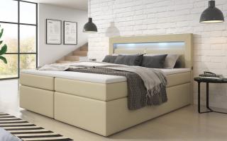 Boxspring postel REPOS s úložným prostorem, LED a USB Velikost postele: 120 × 200 cm, Výběr matrace: Oboustranná pružinová matrace - středně…