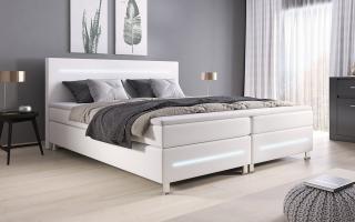 Boxspring postel SEJOUR bez úložného prostoru s LED Velikost postele: 120 × 200 cm, Výběr matrace: Oboustranná pružinová matrace - středně tvrdá/tvrdá…