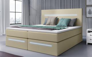 Boxspring postel SEJOUR s úložným prostorem a LED Velikost postele: 120 × 200 cm, Výběr matrace: Oboustranná pružinová matrace - středně měkká/středně…