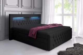 Boxspring postel SONNO s úložným prostorem, LED a USB, 180×200 cm, černý samet Velikost postele: 180 × 200 cm, Výběr matrace: Oboustranná pružinová…