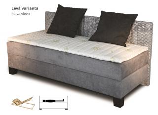 Postel boxspring NOVO s úložným prostorem a dlouhým čelem, 80×200 cm, matrace a rošt v ceně Velikost postele: 80 × 200 cm, Strana: Levá