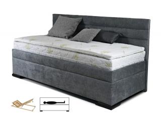 Postel boxspring VENETO s úložným prostorem a dlouhým čelem, 100×200 cm Velikost postele: 100 × 200 cm, Strana: Levá