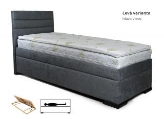 Postel boxspring VENETO s úložným prostorem a hlavovým čelem, 100×200 cm Velikost postele: 100 × 200 cm, Strana: Levá