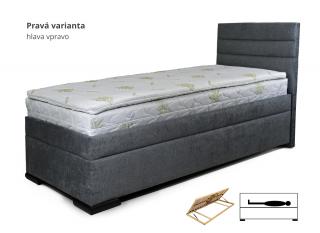 Postel boxspring VENETO s úložným prostorem a hlavovým čelem, 100×200 cm Velikost postele: 100 × 200 cm, Strana: Pravá