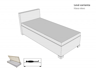 Válenda MODO s hlavovým čelem a úložným prostorem, matrace a rošt v ceně, 80×200 cm Velikost postele: 80 × 200 cm, Strana: Levá