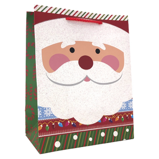 Dárková vánoční taška motiv Santa s třpytkami 18x23x10cm IDDRZ6d17c246-52fb-4ba5-a804-e812c6348c13