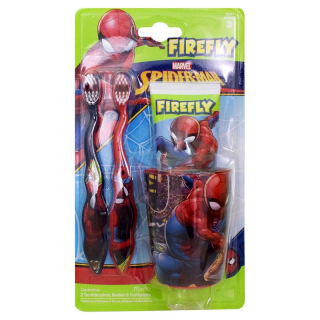 Spiderman Firefly kartáček na zuby 2 ks + zubní pasta 75 ml + kelímek dárková sada IDDRZ4f500566-4023-4e9d-a71d-0bd579f32364