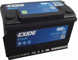 Exide Excell 12V 100Ah 720A EB1000  česká distribuce, připravena k použití + výkup staré autobaterie při doručení nové