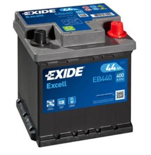 Exide excell 12V 44Ah 400A, EB440  česká distribuce, připravena k použití + výkup staré autobaterie při doručení nové