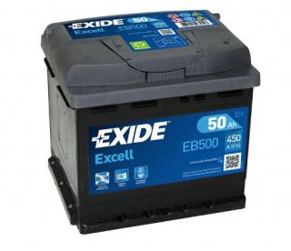 Exide Excell 12V 50Ah 450A EB500  česká distribuce, připravena k použití + výkup staré autobaterie při doručení nové