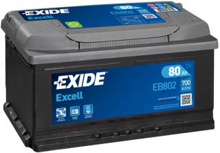 Exide Excell 12V 80Ah 700A EB802  česká distribuce, připravena k použití + výkup staré autobaterie při doručení nové