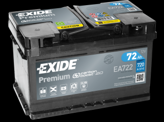 Exide Premium 12V 72Ah 720A EA722  česká distribuce, připravena k použití + výkup staré autobaterie při doručení nové