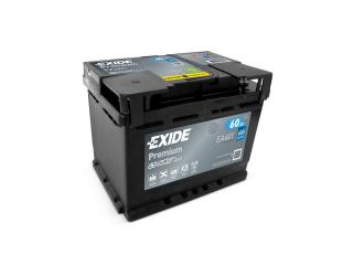 Exide Premium EA601, 12V 60Ah 600A  česká distribuce, připravena k použití + výkup staré autobaterie při doručení nové