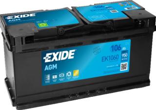 Exide Start-Stop AGM 12V 106Ah 950A EK1060  česká distribuce, připravena k použití + výkup staré autobaterie při doručení nové