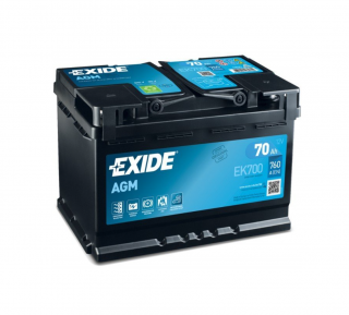 EXIDE Start-Stop AGM 12V 70Ah 760A EK700  česká distribuce, připravena k použití + výkup staré autobaterie při doručení nové