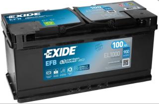 Exide Start-Stop EFB 12V 100Ah 900A EL1000  česká distribuce, připravena k použití + výkup staré autobaterie při doručení nové