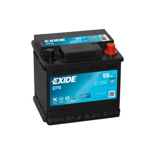 Exide Start-Stop EFB 12V 55Ah 480A EL550  česká distribuce, připravena k použití + výkup staré autobaterie při doručení nové