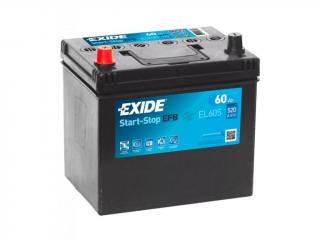 Exide Start-Stop EFB 12V 60Ah 520A EL605  česká distribuce, připravena k použití + výkup staré autobaterie při doručení nové