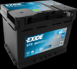 Exide Start-Stop EFB 12V 60Ah 640A EL600  česká distribuce, připravena k použití + výkup staré autobaterie při doručení nové