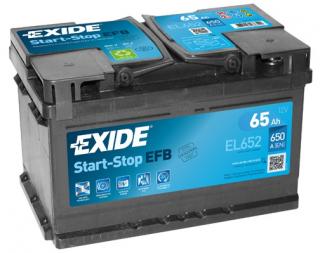 Exide Start-Stop EFB 12V 65Ah 650A EL652  česká distribuce, připravena k použití + výkup staré autobaterie při doručení nové