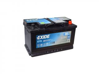 Exide Start-Stop EFB 12V 80Ah 800A EL800  česká distribuce, připravena k použití + výkup staré autobaterie při doručení nové