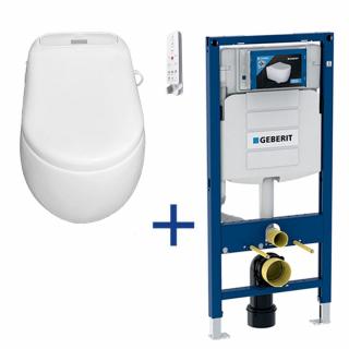 WG-320A elektronické bidetové prkénko, KERASAN FLO Rimless závěsné WC, GEBERIT DUOFIX 111.300.00.5 předstěnový modul pro závěsné WC 50-112cm, s…